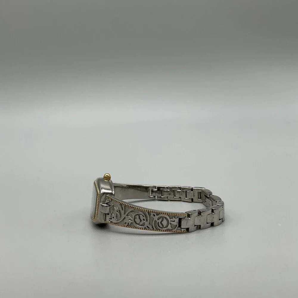 Relic Womens Watch 18mm Silver Dial Tonneau Scrolled Band New Battery 5.75